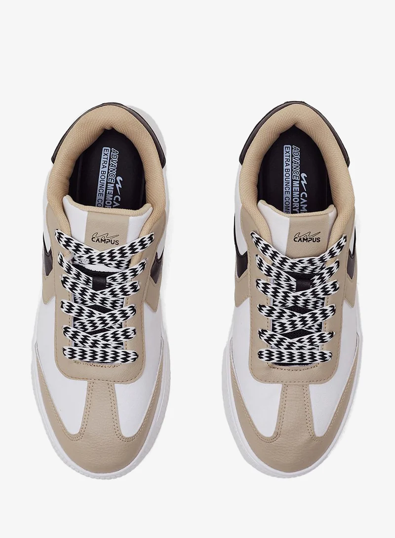 CAMPUS Wht/Blk/G.Beig Campus Men's Multi-Tone Sneakers – Cloud-Cushioned, Breathable Mesh – White/Black/Beige for Men | Best Price UAE